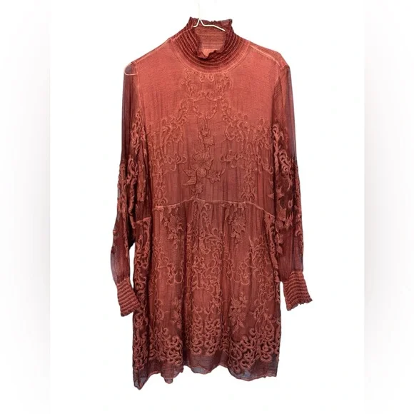 Soft Surroundings 100% Silk Embroidered Tunic Size Medium - Picture 1 of 11